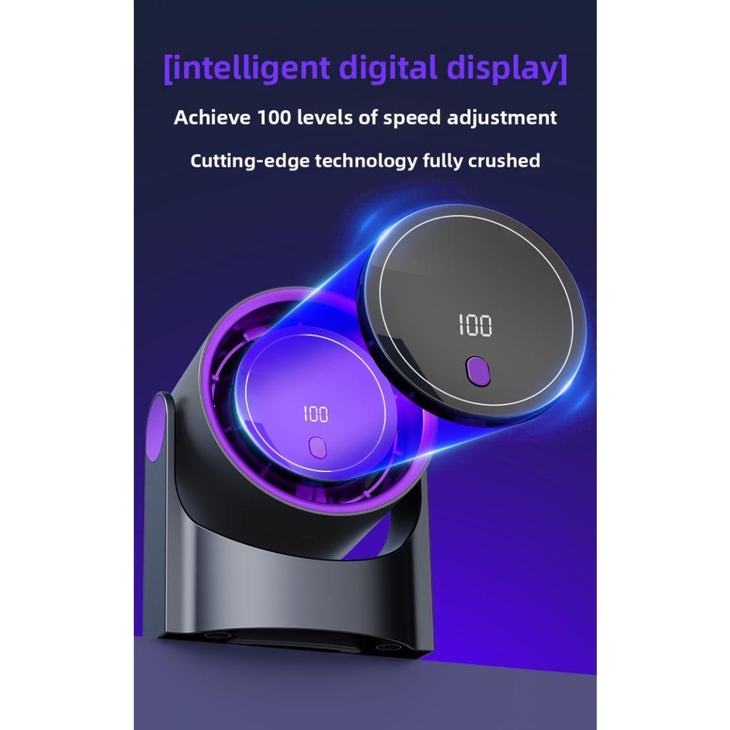 Ice Desktop Fan with Digital Display - High-speed Turbo, 5-speed Adjustment, Portable USB/battery Powered, Rechargeable Portable Fan
