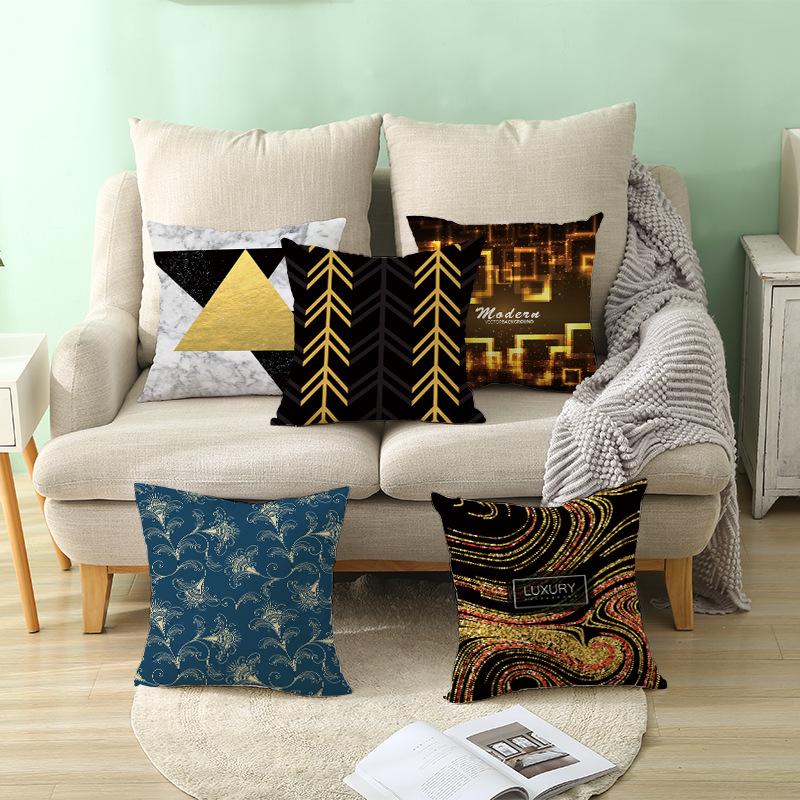 Home Products New Black Geometric Sofa Pillow Cushion Cover Digital Printing Office Cushion Cover
