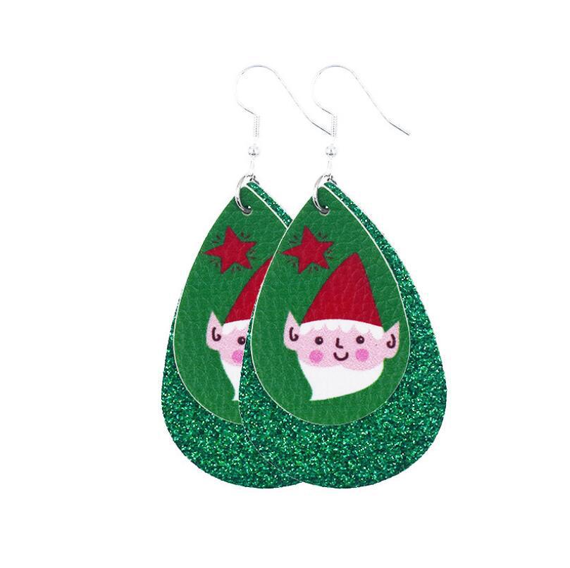 2020 New Double-Layer Leather Christmas Earrings