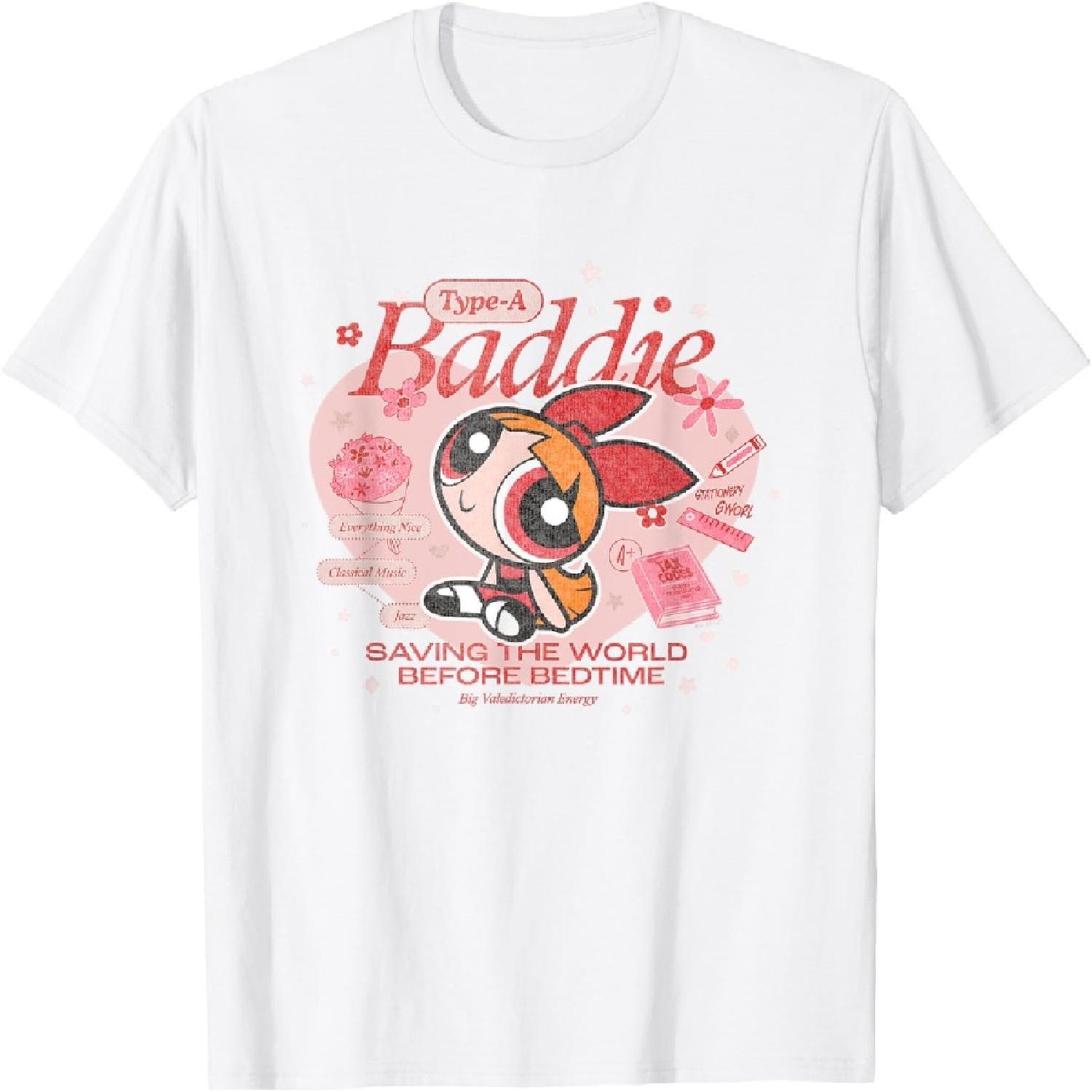 Футболка с принтом «Суперкрошки» Блоссом Тип-А Злодейка с потертостями XXXXXL белый