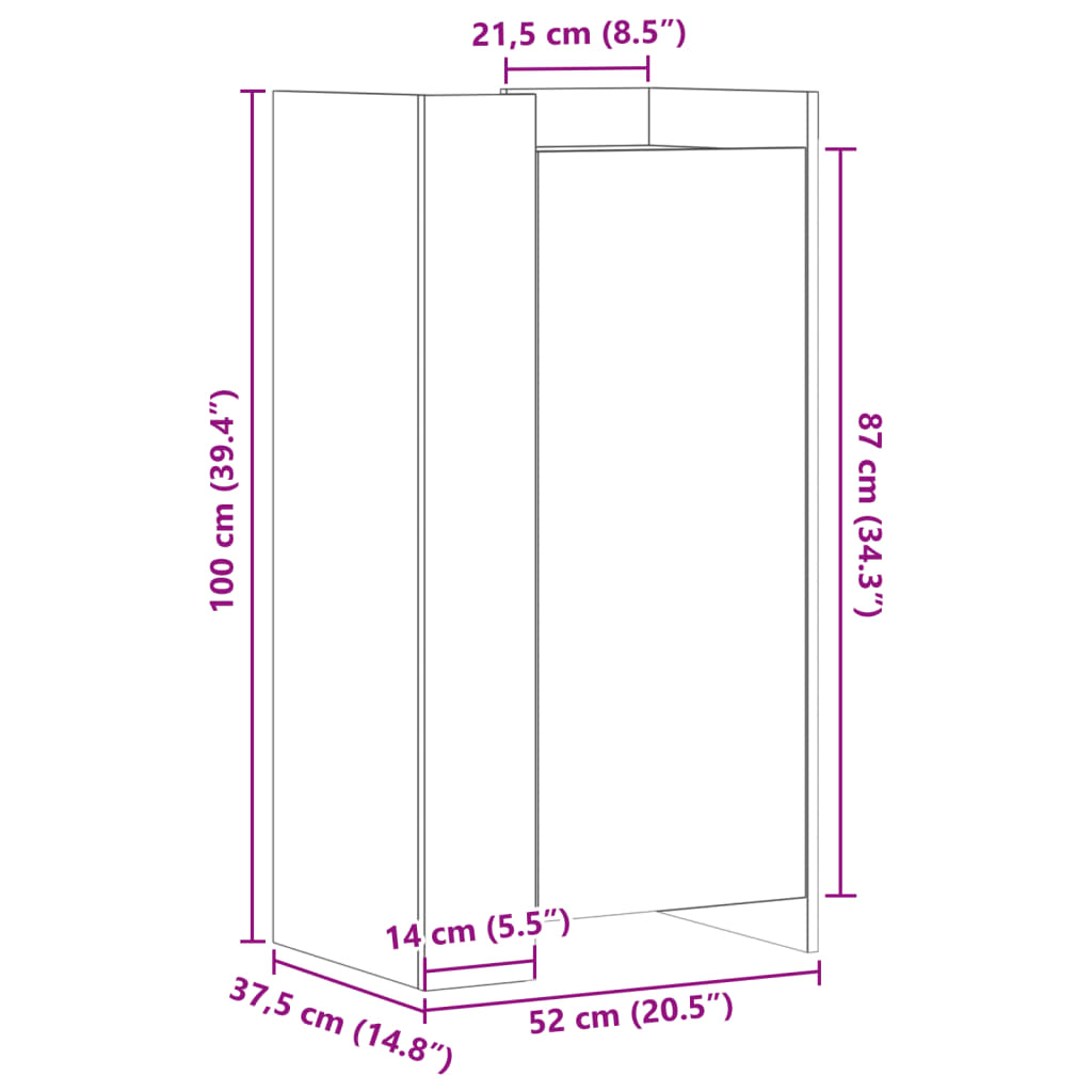 Shoe Cabinet Gray Sonoma 52 x 37.5 x 100 cm Particleboard