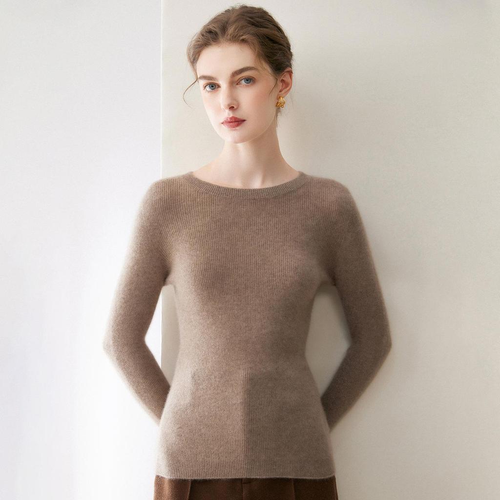 2026 Le Ka Sha Women's 100% Pure Cashmere Round Neck Base Layer Top - Slim Fit Autumn/Winter Sweater