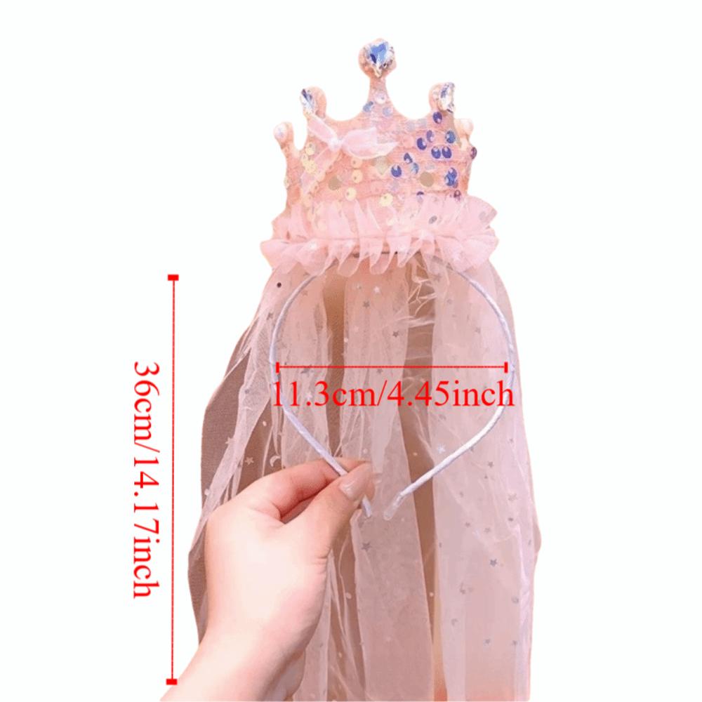 Sweet Sparkly Tulle Headbands Pink White Hair Accessories Princess Crown Veil  Party Decoration