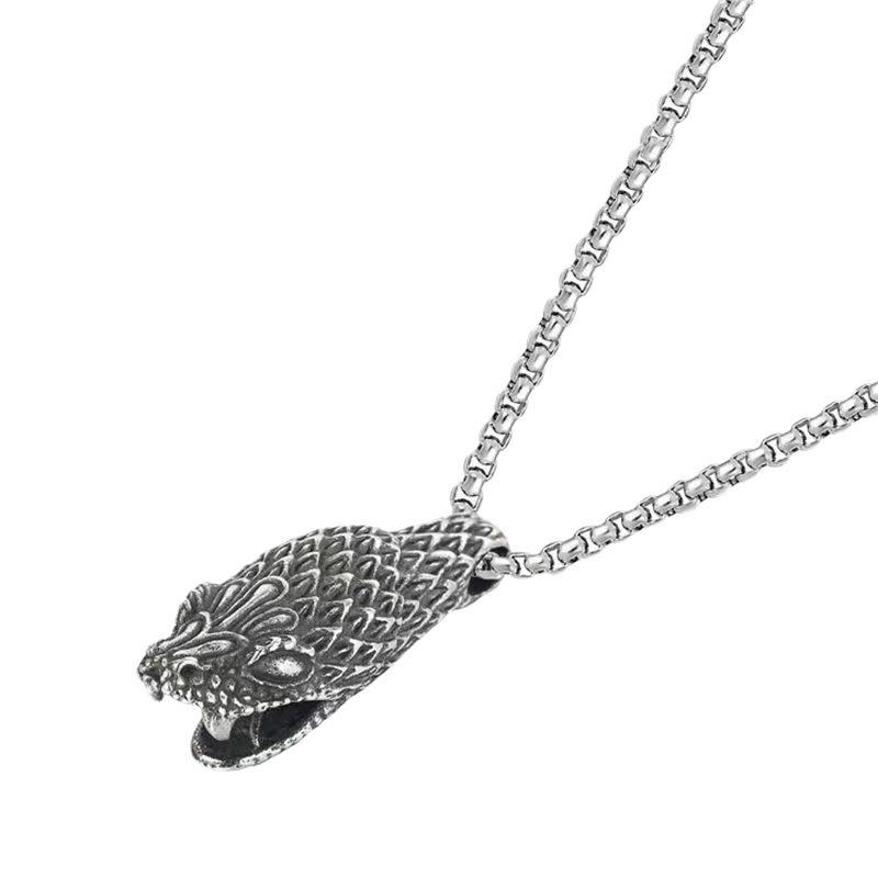 Retro Snake Head Men's Trendy European and American Simple Hip-hop Jewelry Women's Necklace Pendant