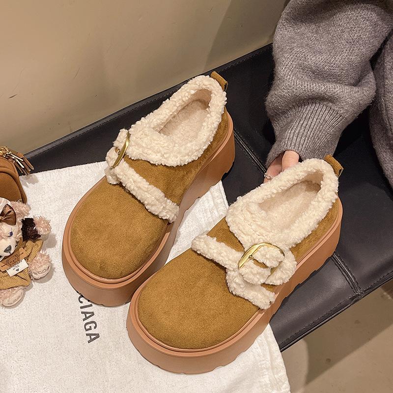 Women's soft elastic thick soles winter warm cold padded snow boots non-slip wear outdoor leisure sports velcro cotton shoes