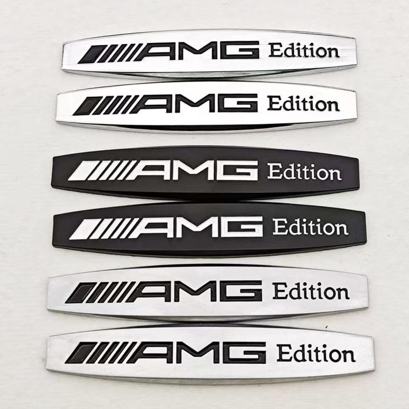 2pcs 3D Metal Car Styling Logo AMG Edition Badge Side Fender Both Emblem Sticker Decals For Mercedes Benz AMG Auto Accessories AT1