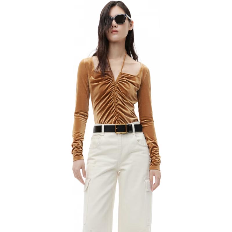 MO&Co. Women s Velvet French Square Neck Halter Top S 160