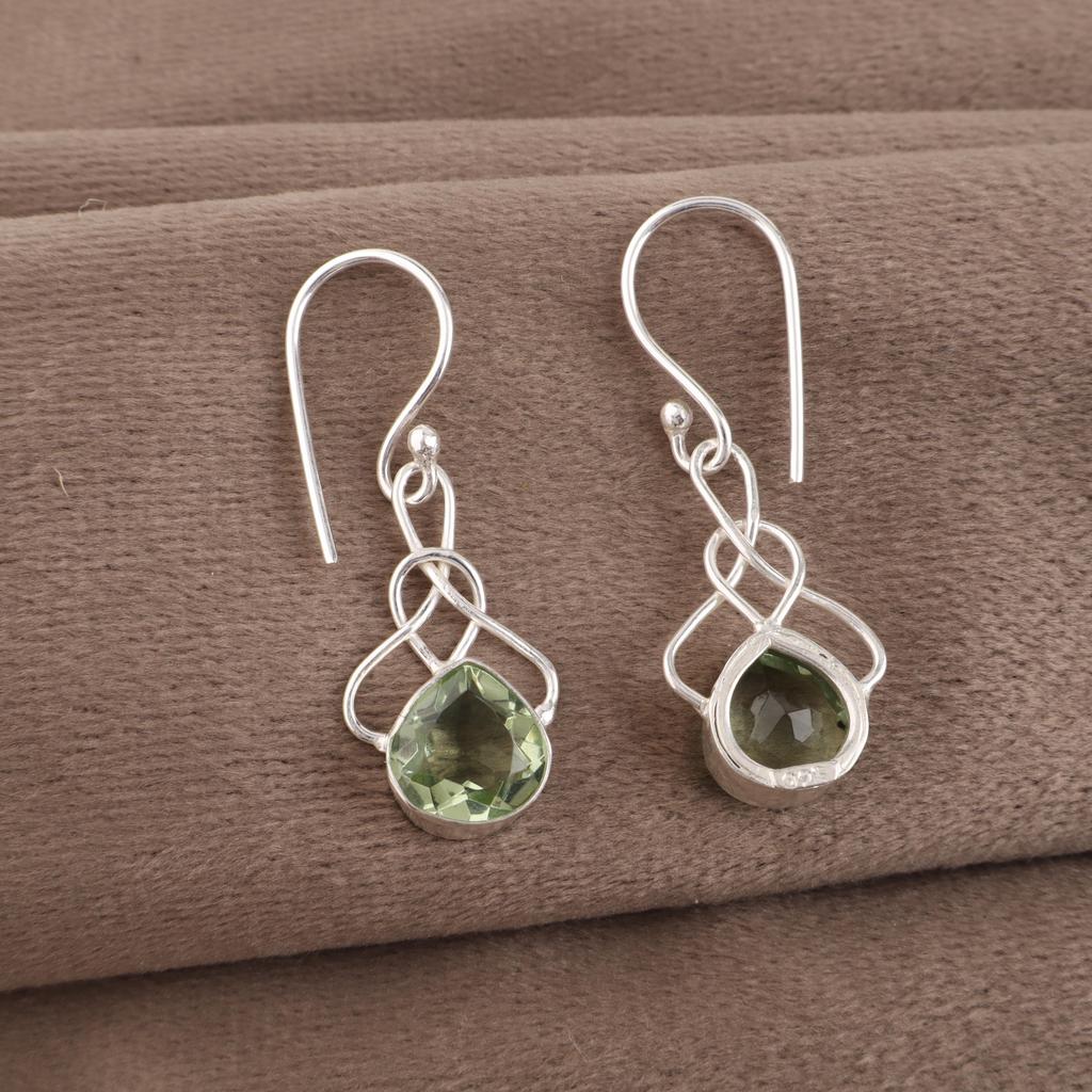 Green Amethyst Gemstone Earrings, 925 Solid Sterling Silver Earrings, Handmade  Jewelry, Gift For Mother