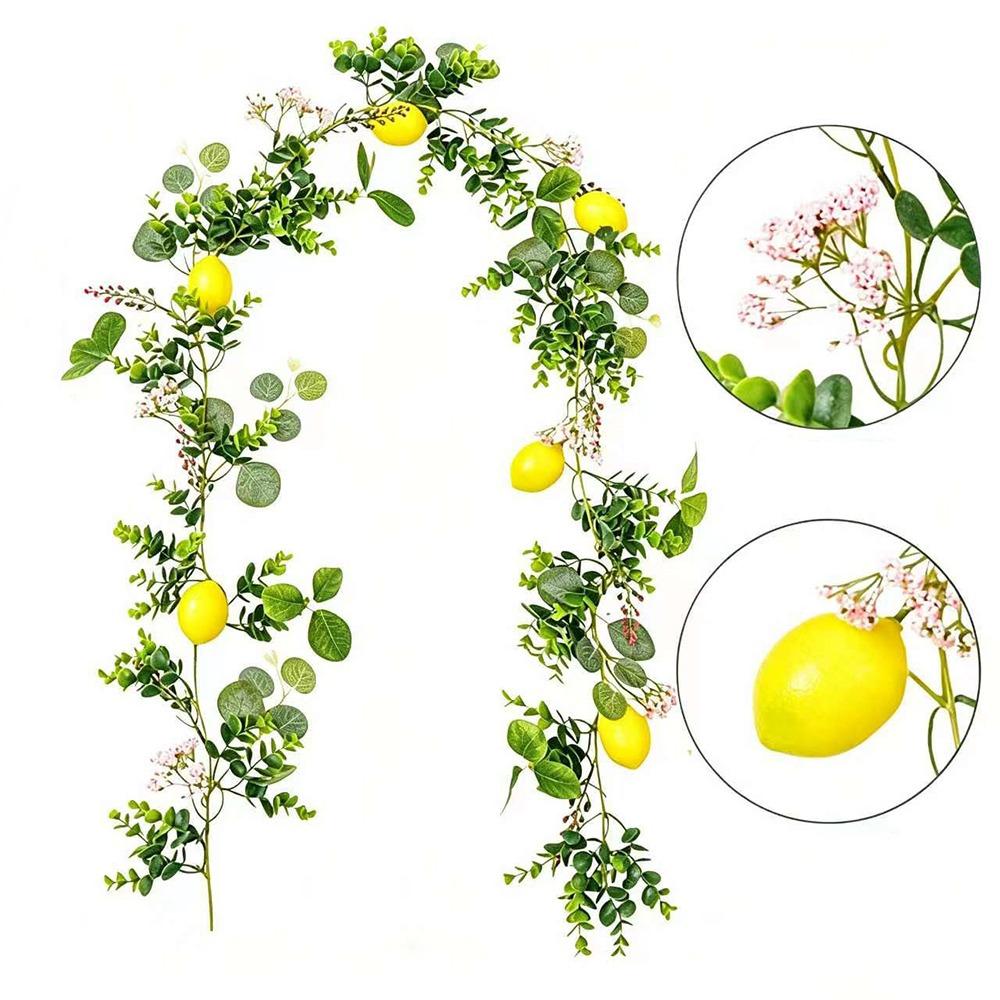Green Leaves Artificial Lemon Vine 200CM Length Faux Lemon Branch  Home Decoration