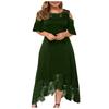 Fashion Womens Lace Stitching Ruffle Short-Sleeved Strapless Sheath Dress