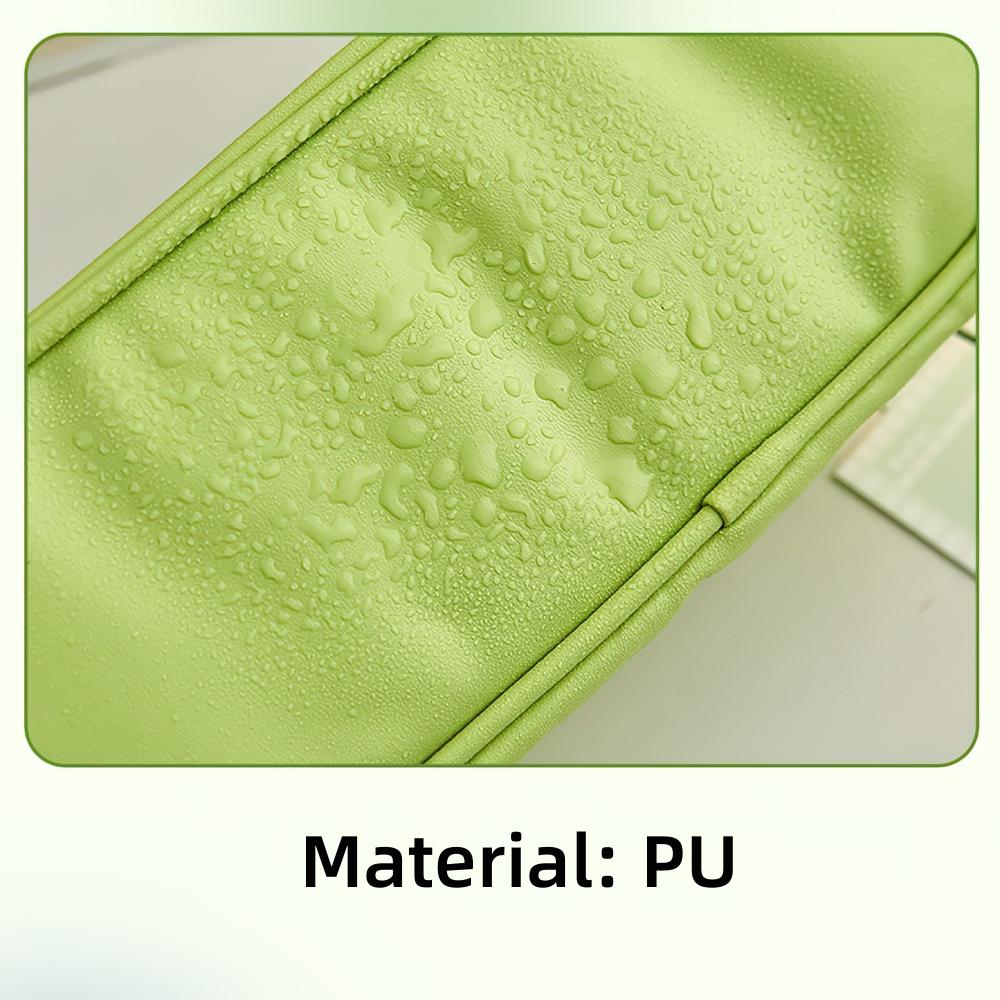 Dvoupatrový sáček na tužky Pouzdro na tužky Avokádově zelené krémové bílé PU pouzdro na kabelku na cesty na make-up psacích potřeb