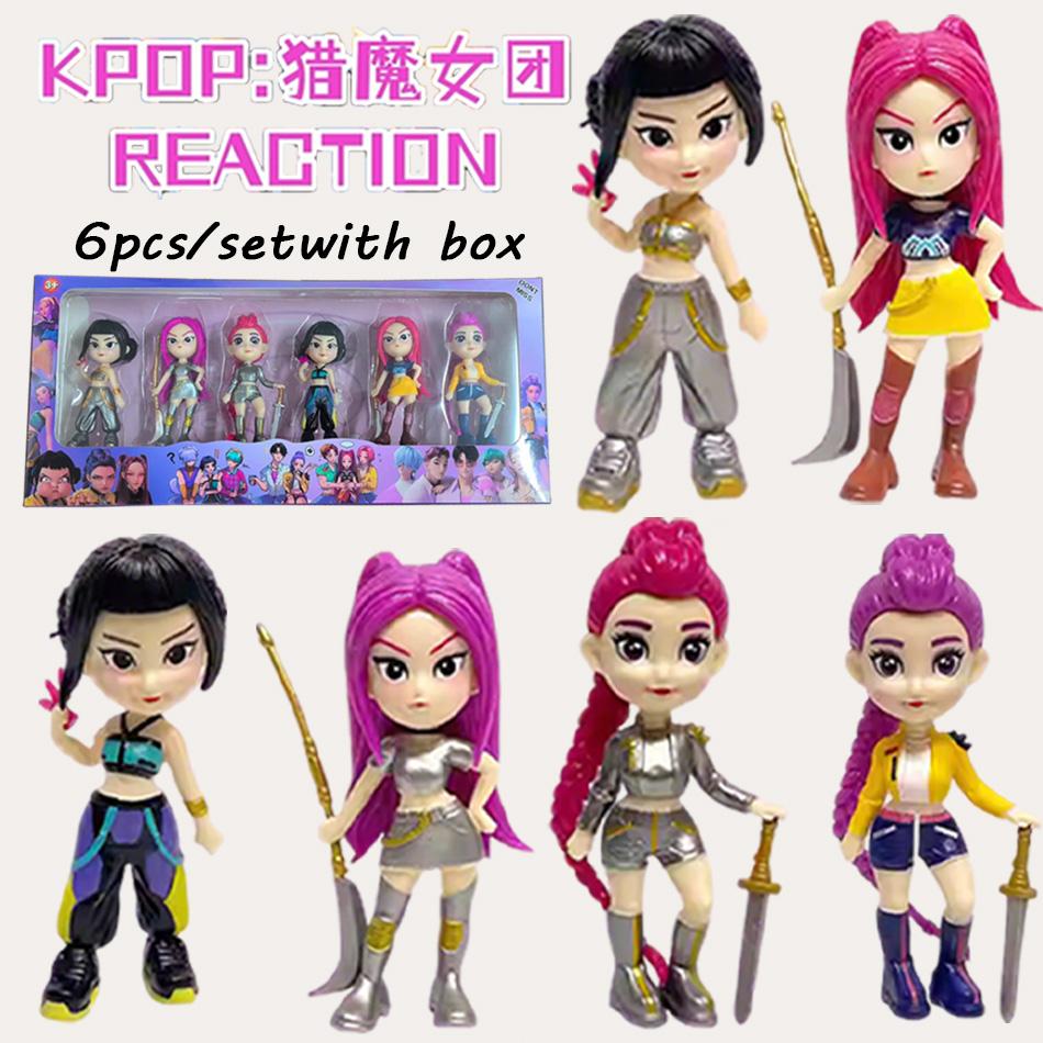 6pcs/set with box Anime Cartoon Kpop Demon Hunters Figure Model Toy Desk Decoration Rumi Zoey Mira Saja Boys Ornament Gift