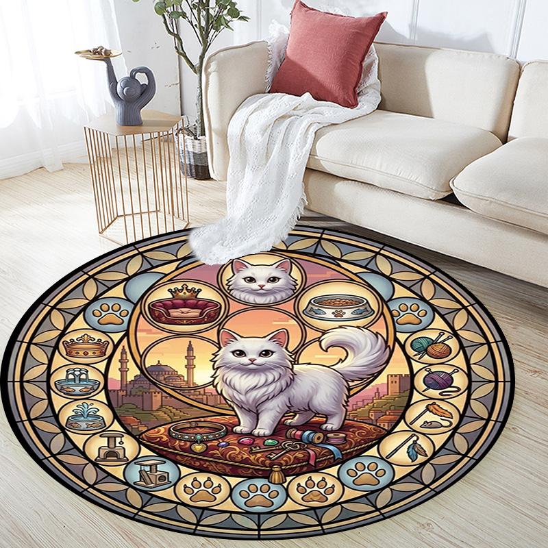 Royal Cats Realm Round Area Rug Under Office Chairs Bedroom Living Room Home Decor