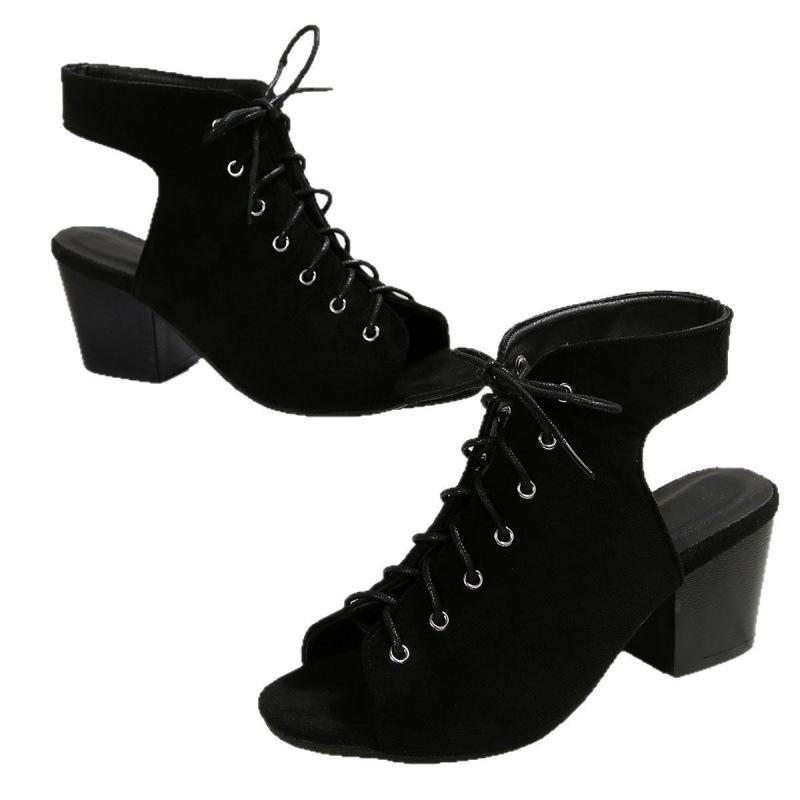 Sandals new fish mouth high heels Roman shoes lace-up shoes large size sandals