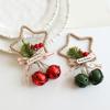 15.5x9.5cm Christmas Bell Ornament Pine Berry Design Xmas Atmosphere Hollow-out Five-pointed Star Gift Multi-Color