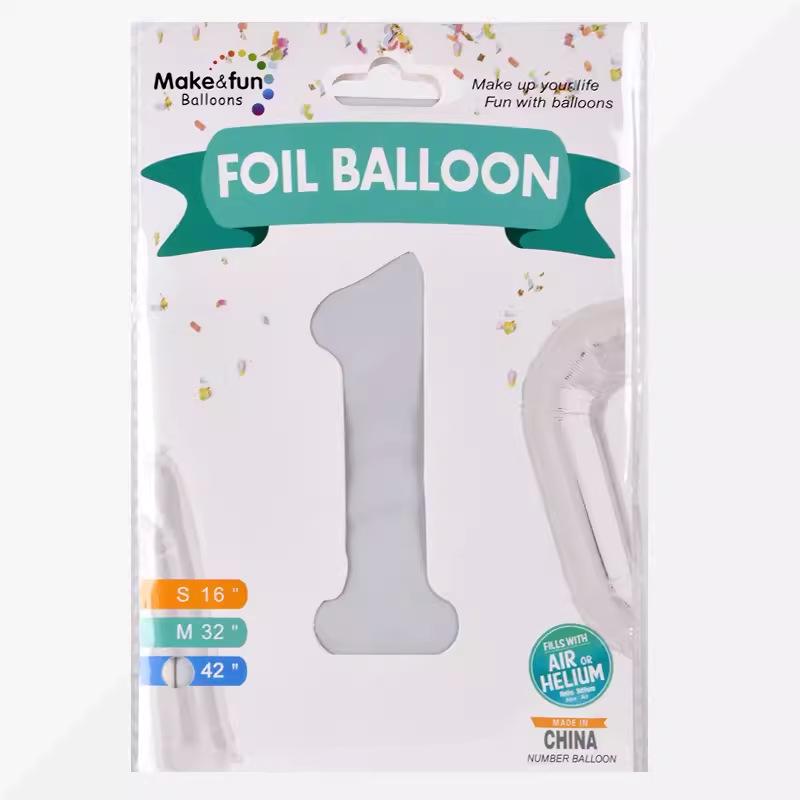 42-inch Matte White Nylon Number Balloon for Birthday or Wedding Decoration
