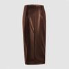 Women's New Slit High Waist Drawstring with Solid Color Mid Length Skirt