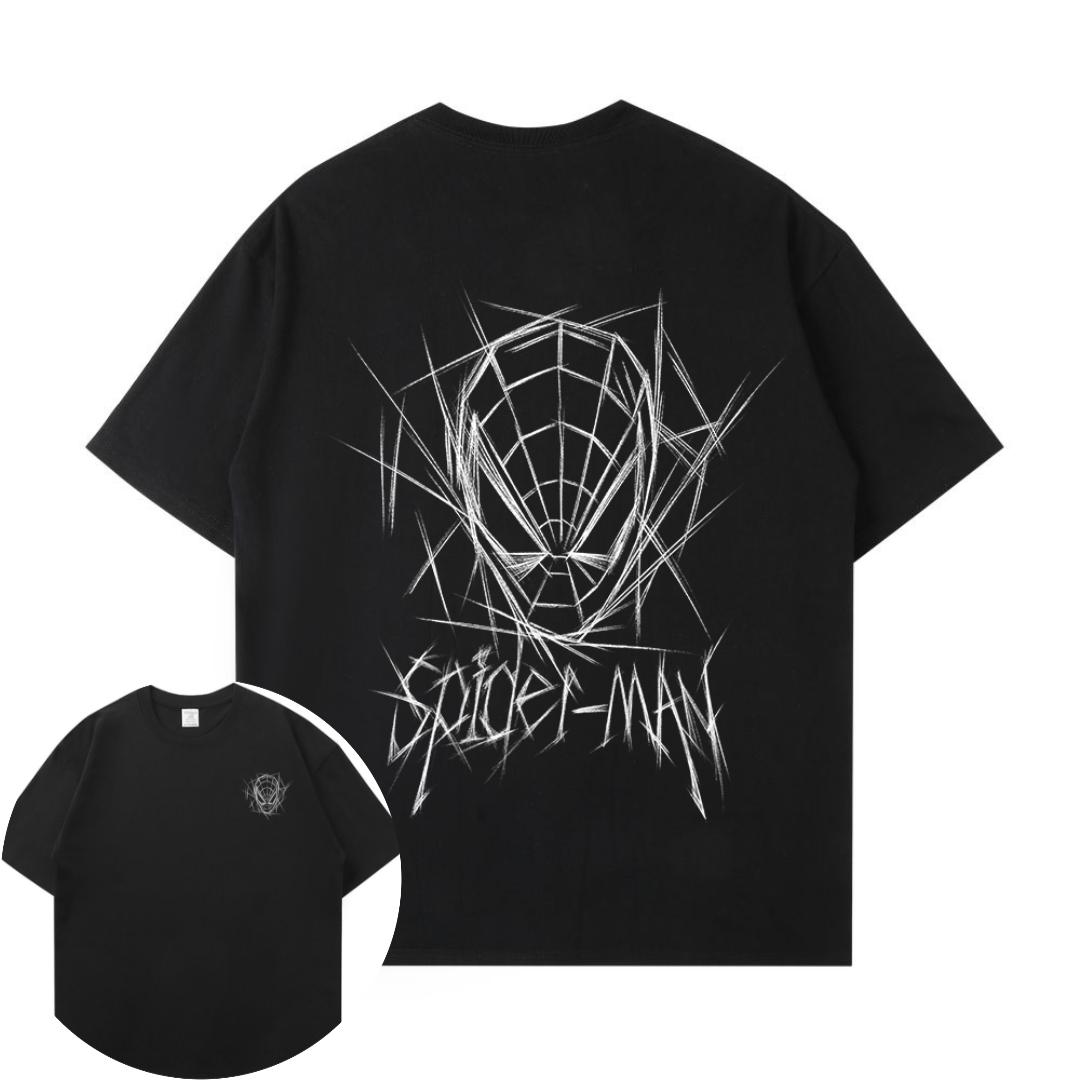 Marvel SpiderUnisex handdrawn sketch American retro street heavyweight shortsleeved Tshirt S