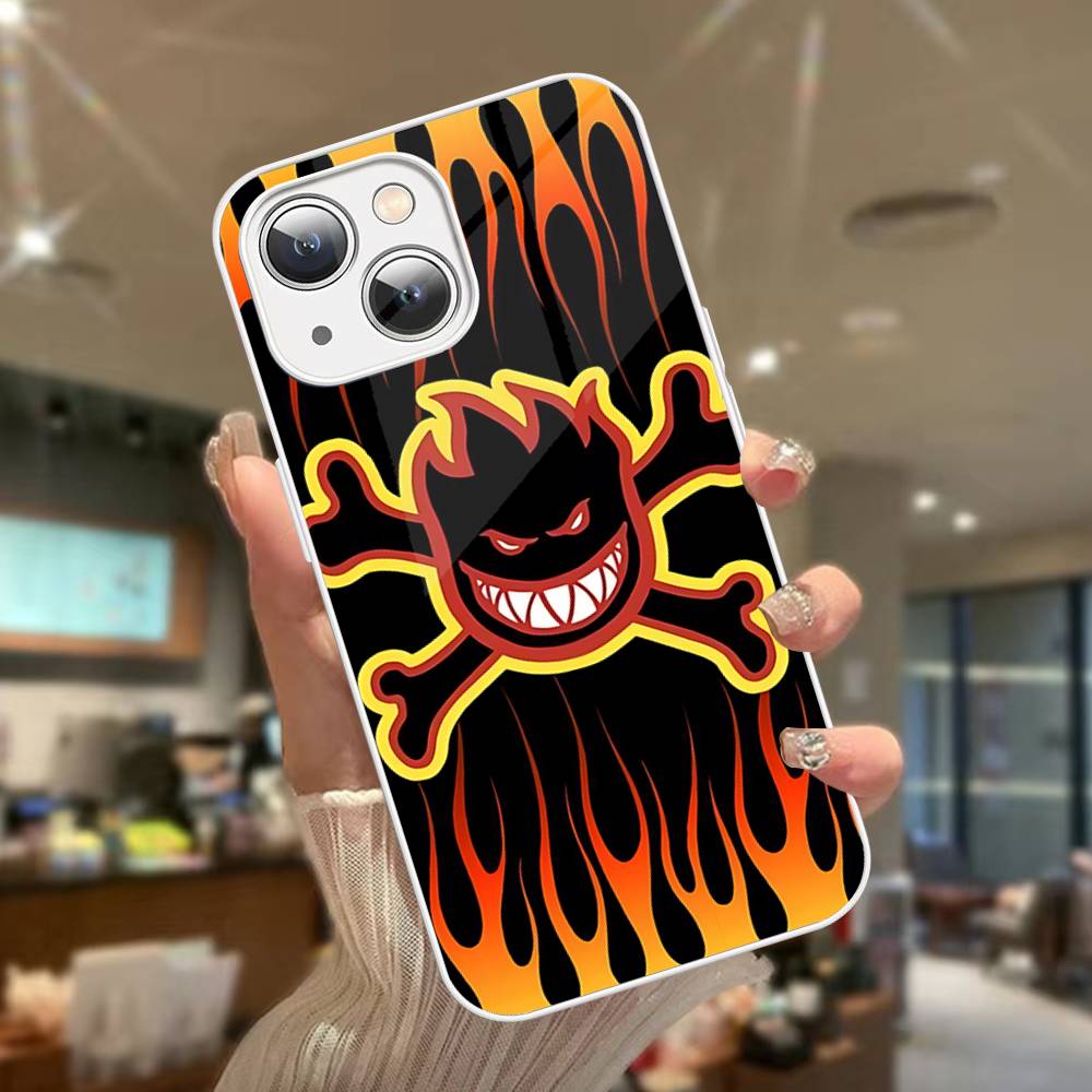 Fashion S-Spitfire Skateboard For IPhone 14 13 12 Mini 11 Pro XS Max X XR 14 Plus Tempered Glass Cover
