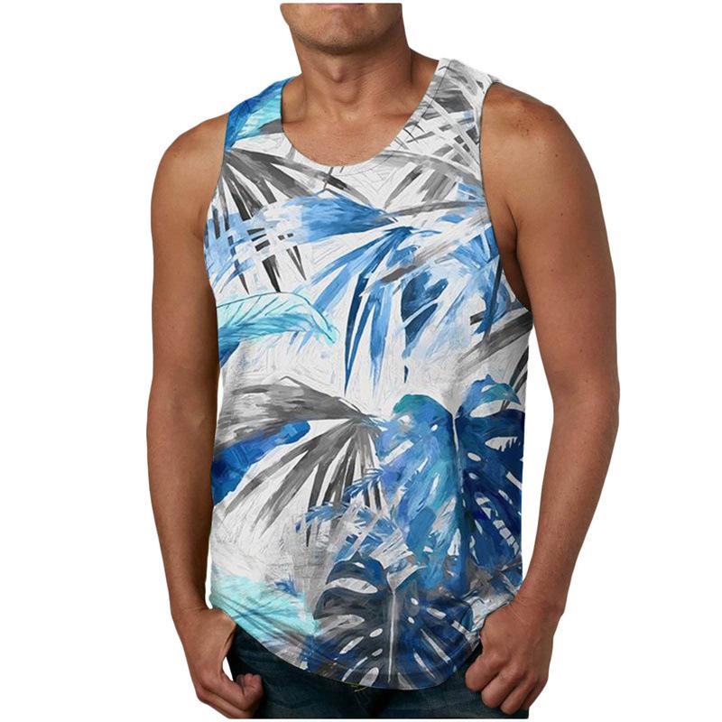 Sommer Herren 3D Gedrucktes Ärmelloses T-Shirt Mode Vielseitig Atmungsaktiv Trend Lässig