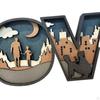 English Letters Statue Artwork Sculpture Wooden Durable Craft Ornament for Hotel Dorm Chinese