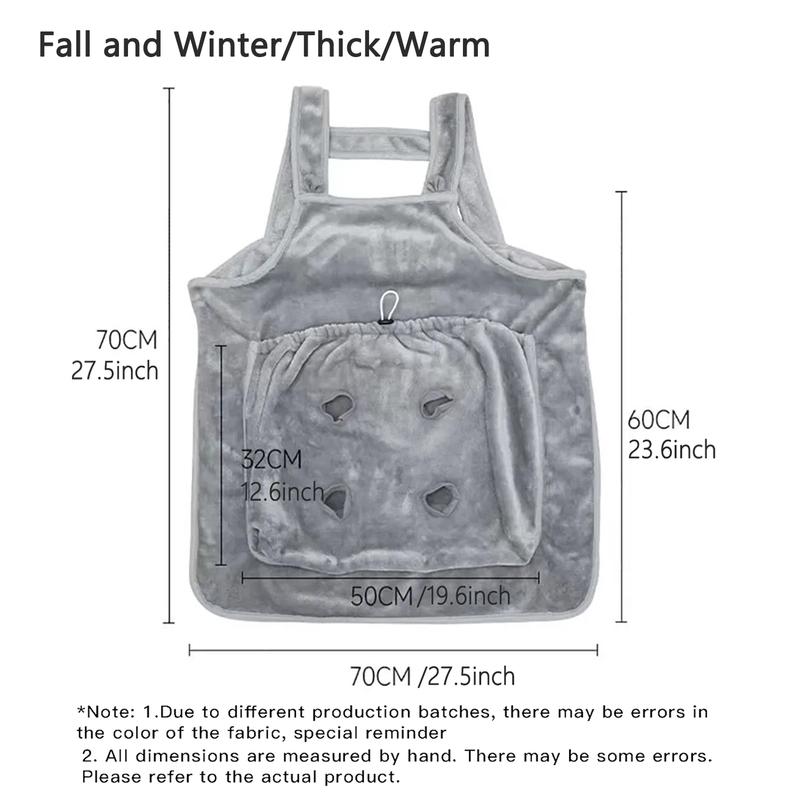 Cozy Cat Carrier Apron Winter Plush Cat Grooming Apron With Holes For Indoor Outdoor- Hanging Chest Bag And Sleeping