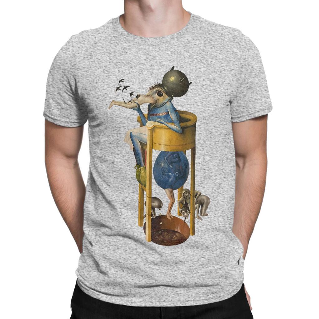Men's Hieronymus-Bosch The Garden of Earthly Delights Devil T Shirts 100% Cotton Clothes Hipster Short Sleeve Tee Shirt T-Shirt