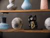Ginjado Maneki Neko Black Lacquer Hand of Cat Maneki Neko Good Luck Feng Shui Figurine Takaoka Copperware Neko Color_Right Raised/Made Metal_Lucky