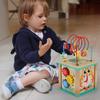 Toys of Wood Oxford Wooden Activity Cube, Motor Skills Cube, Wooden Labyrinth Toy, Loop with Beads, for Babies, Large