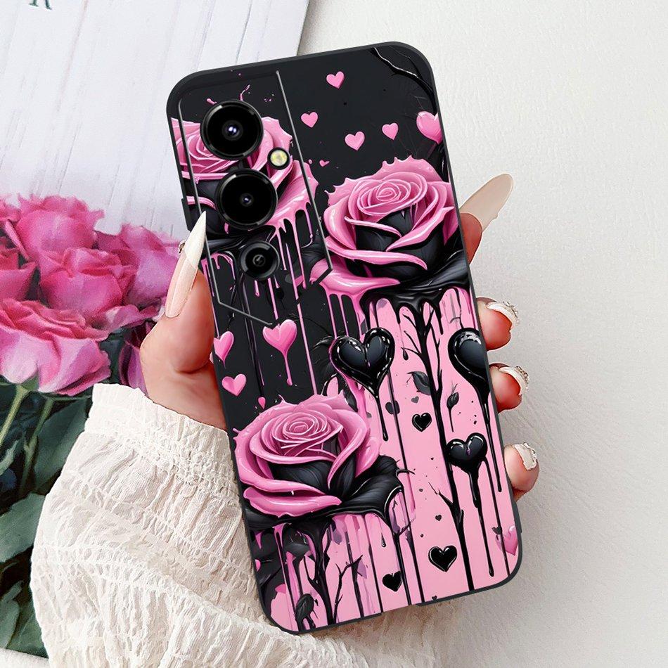 Für Tecno Pova 4 Pro Pova4 Elegantes Blumiges Katzen Handyhülle Für Tecno Pova 4 4Pro LG8n LG7n Klare TPU Silikon Weiche Hüllen Stoßfänger