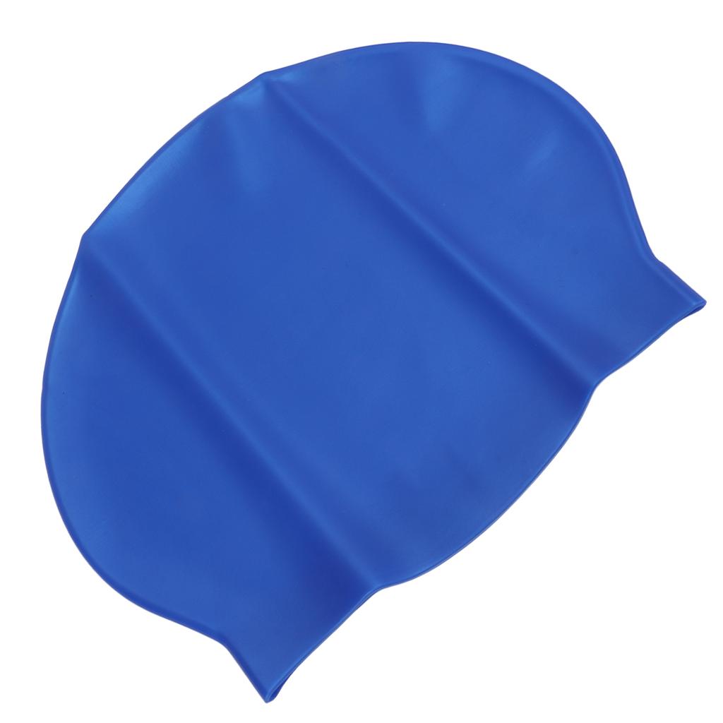 High Elasticity Adult Silicone Swim Cap Unisex Largen Thichen Swimming Cap Waterproof for Long HairBlue