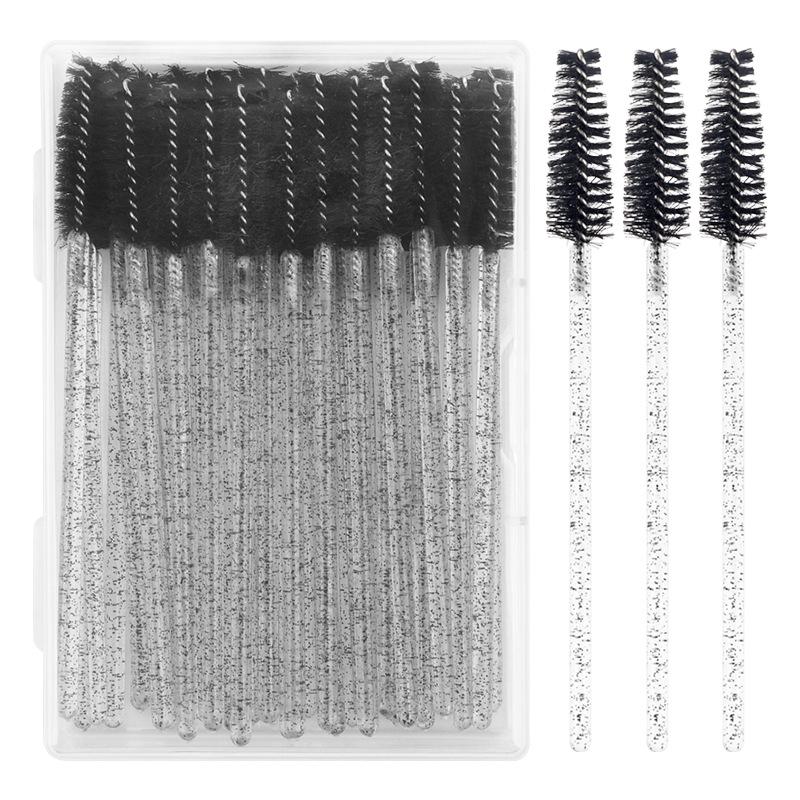 50-Pack Disposable Eyelash & Eyebrow Brushes with Crystal Rods