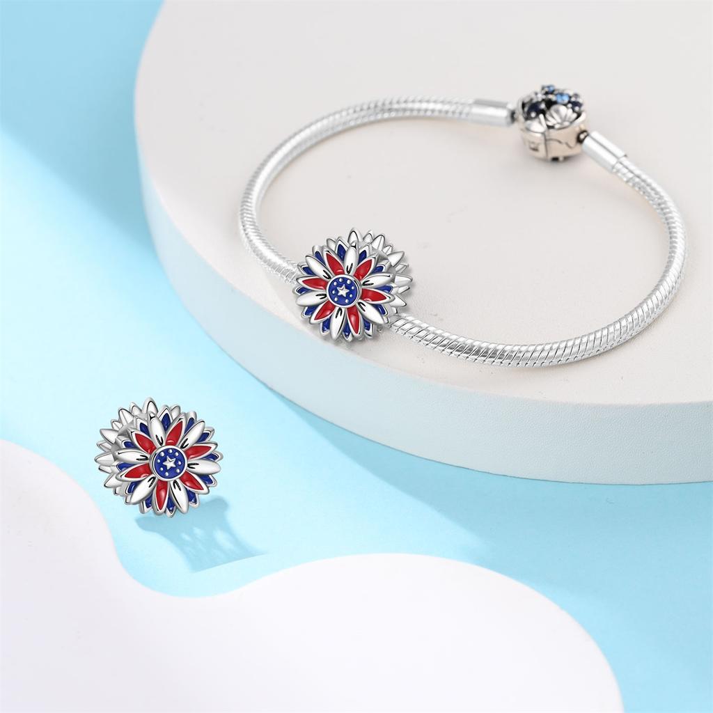 Charms Original Copper Patriotism Sunflower Beads Fit Bracelet Diy Fine Gift Women Delicate Jewelry Accessory