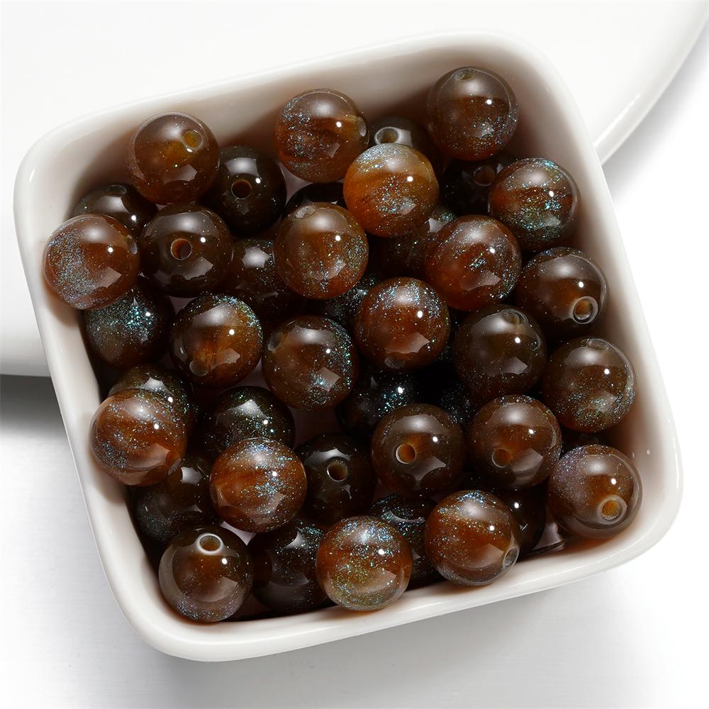 10pcs/lot 10mm Colorful Resin Round Bead Charm Spacer Loose Beads for DIY Handmade Necklace Jewelry Making Findings Accessories