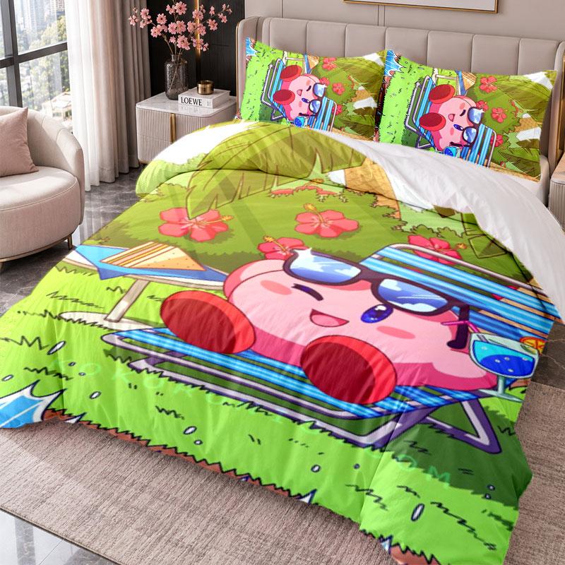 Kirby 3Pcs Bedding Set Duvet Cover With Two Pillowcases For Bedroom Home Decoration