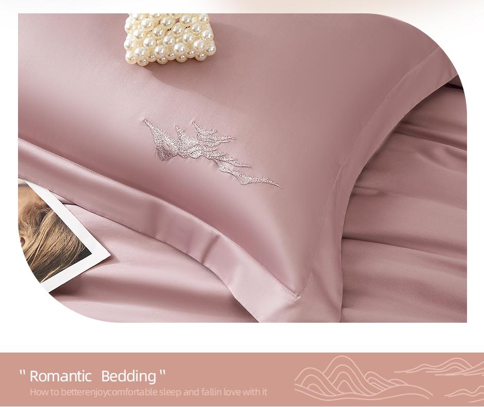 60 Thread Cotton Satin Long Staple Cotton Color Blocked Embroidery Four Piece Set - Far Mountain Embroidery