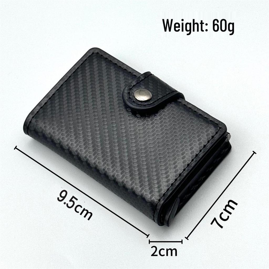 Men's RFID Anti-theft Carbon Fiber Card Holder with Automatic Pop-up Mechanism
