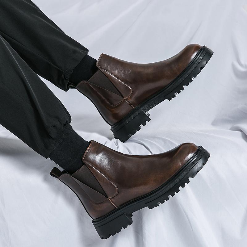 Herren formelle Stiefel Modischer britischer Gentleman-Stil Täglich Freizeit Geschäft Büro Party Motorrad Dicksohlige Schwarze Schuhe