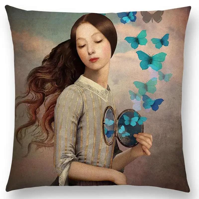 Neu Elegante Dame Liebliches Mädchen Shakespeare Stücke Fantasy Malerei Herz Frei Wunsch Meer Kissenbezug Sofa Wurfkissenbezug