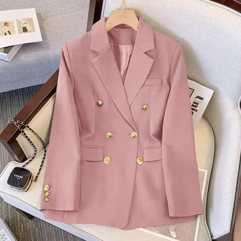 Women's Spring and Autumn Blazer Casual Loose Solid Color Jacket
