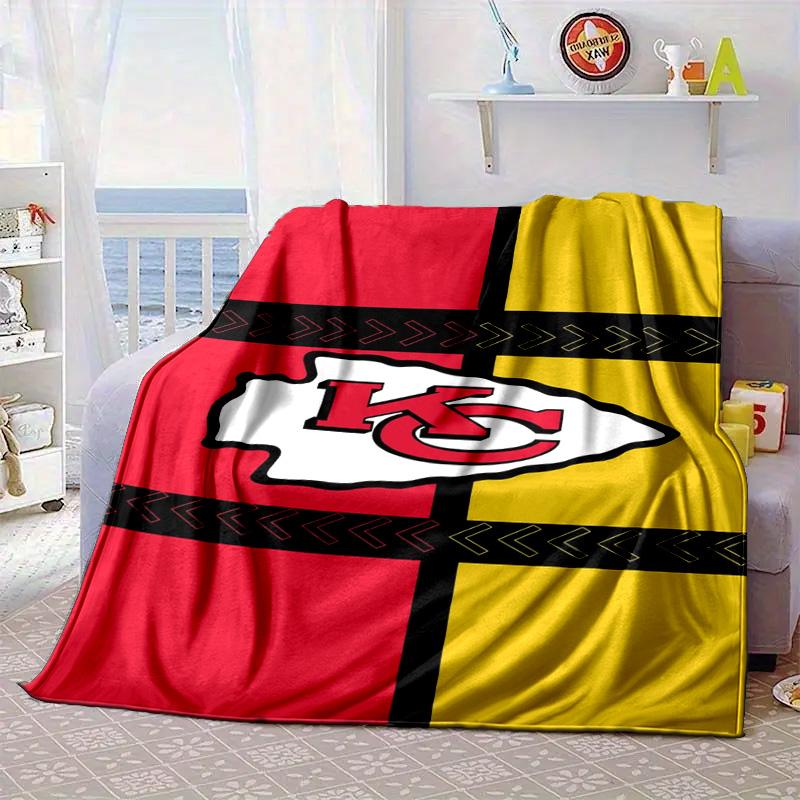 Kansas City Chiefs Logo Portable Blanket/Soft Blanket Bedding Blanket Suitable for Travel Camping Living Rooms Offices Sofas Fan Gifts