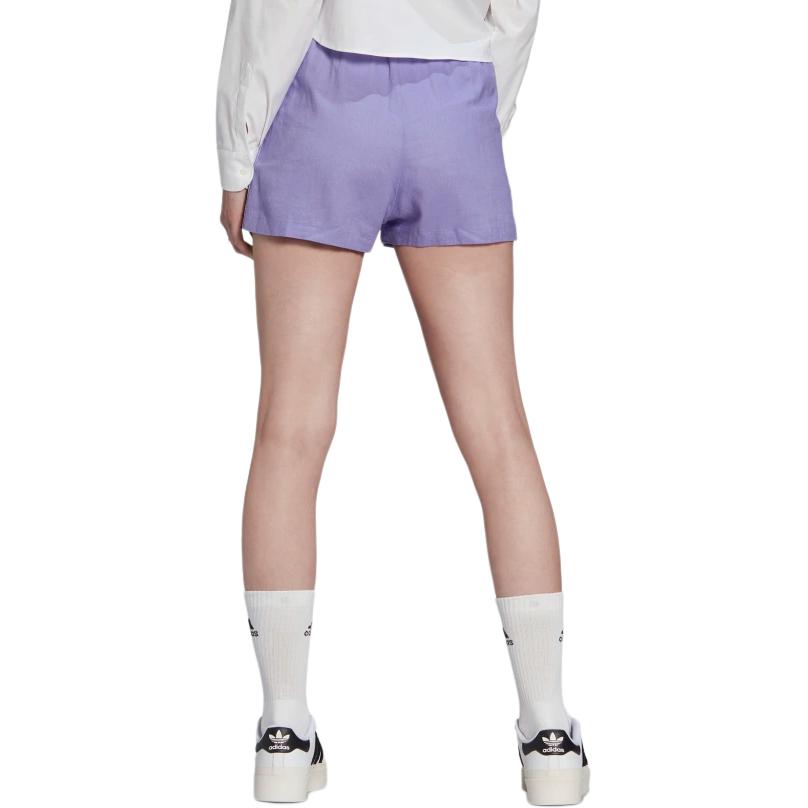 Adidas Originals Linen Shorts Breathable Comfortable Striped Mid Waist Drawstring Sports Shorts Women Shorts Purple HC1936