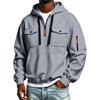 Herren-Farbiger Kapuzenpullover mit halbem Reißverschluss und Ärmeltasche