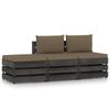 Day and Night - Day and Night Garden Furniture 3 Pieces with Gray Impregnated Wood Cushions