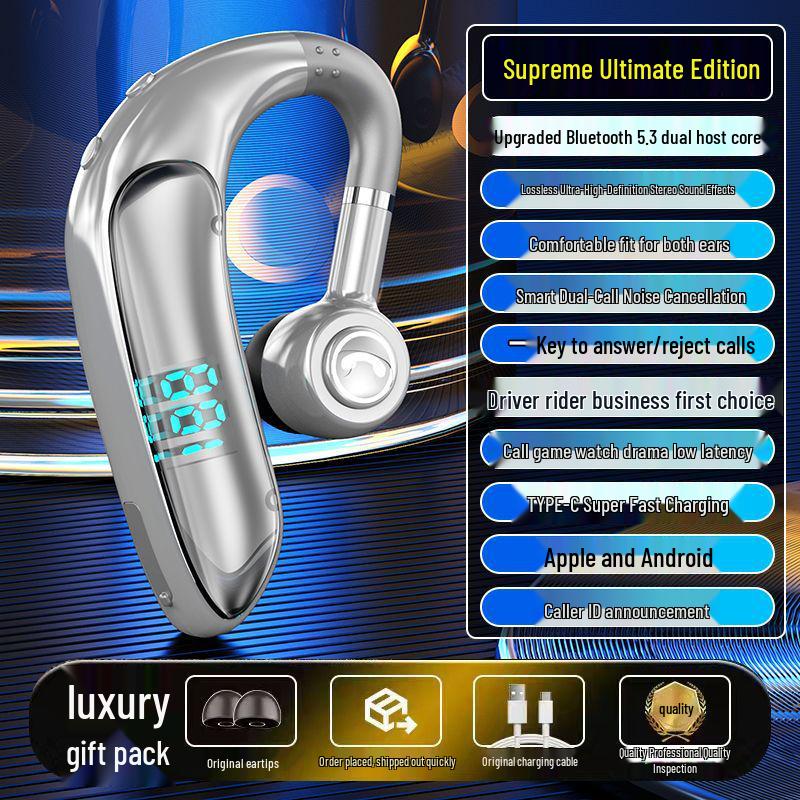 2025 Wireless Bluetooth Ear-Hook Noise-Cancelling Earphones for Business & Sport