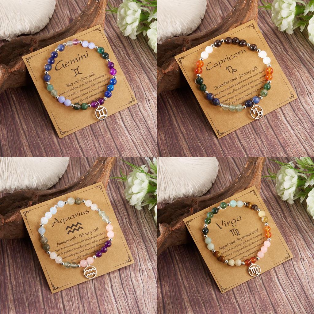 Twelve Constellation Beaded Bracelet With Natural Stones For Women Gift Ideas