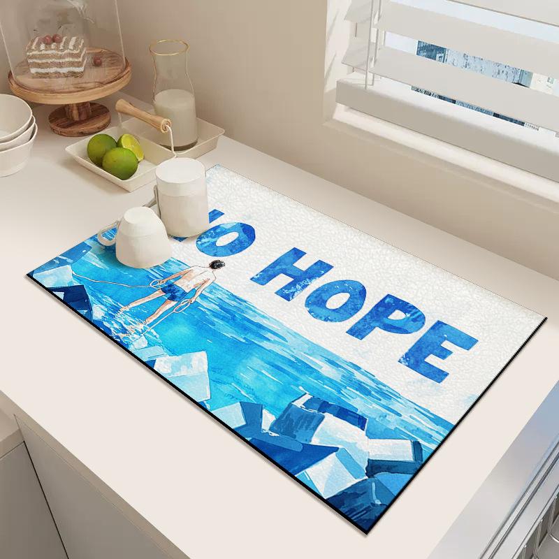 Коврик для слива воды Кухонная мойка Раковина Столовые приборы Быстросохнущий впитывающий коврик Столовый нескользящий коврик Коврик для чашки Изоляция и влагоотвод 30 * 40cm Diatom Mud