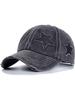 Washed Distressed Baseball Cap With Embroidered Star Pattern Unisex Adjustable Casual Sun Hat