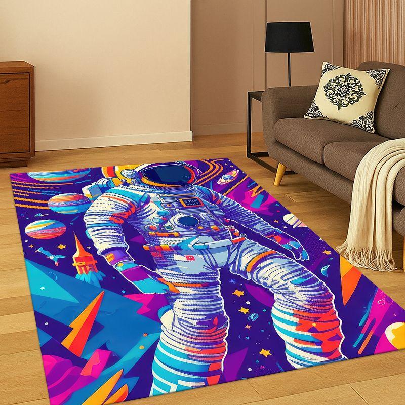 Cartoon Astronaut Universe Spaceman Outer Space Carpet Rug for Bedroom Living Room Sofa Playroom Doormat Home Decor,kid Non-slip