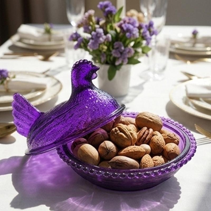 Plastic Hen on Nest Dish Candy Bowl Nesting Hen Covered Trinket Box for Snacks Dessert Easter Farmhouses Desktop Decors